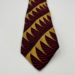 Robert Talbot Studio Michael David Men's Silk Necktie Geometric Pattern Red Gold